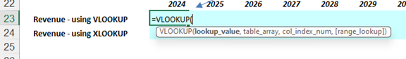 Screenshot of the structure of a vlookup formula